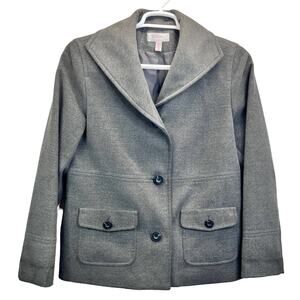 JM Collection Womens Peacoat Jacket Gray M Button Front Classic Minimalist Coat